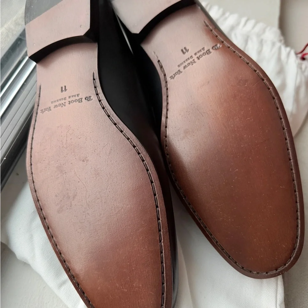 To Boot Black Leather Penny Loafers - Men's Slip-Ons